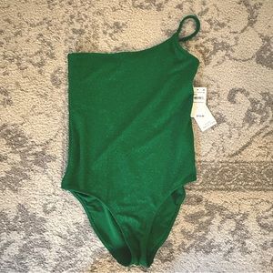 NWT Good American Green Sparkle Swimsuit & Sarong